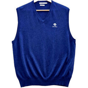 Peter Millar Men's Blue V Neck Luxury Blend Sweater Vest Cashmere Cotton Large